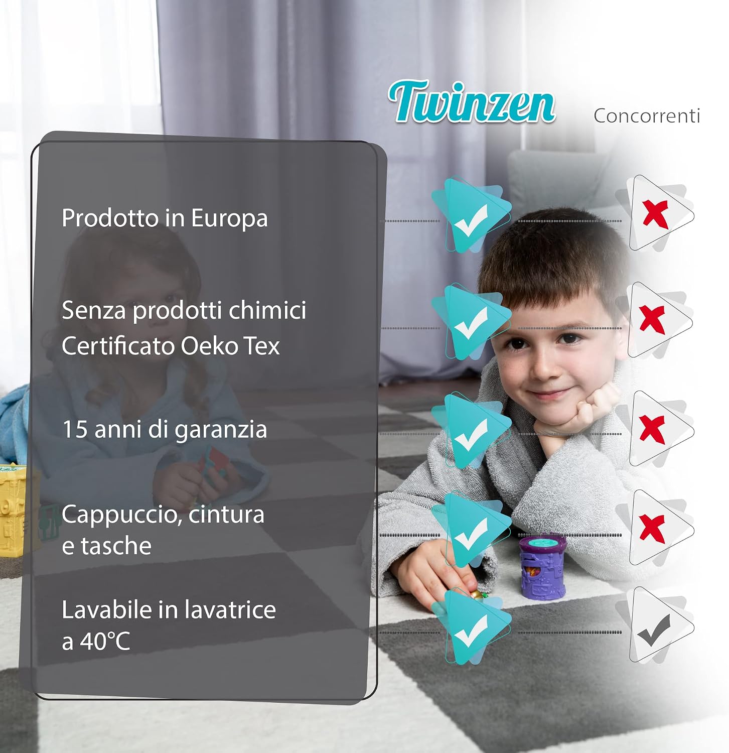 Thumbnail 5 de Accappatoio bambina Twinzen cotone 350 gsm