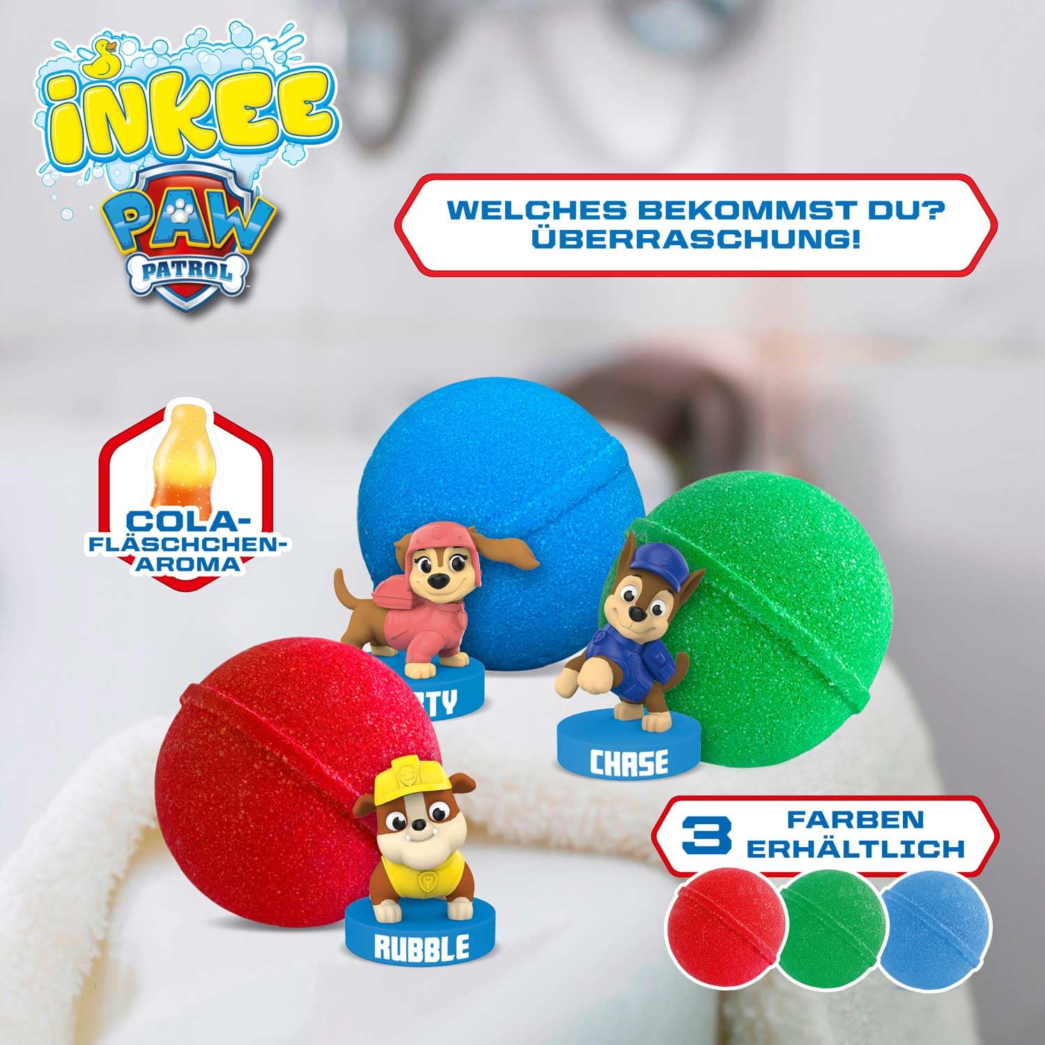 Thumbnail 1 de INKEE Surprise Paw Patrol Badebomben – 5 Stück mit Überraschung, Mandelöl & Cola-Gummi-Duft