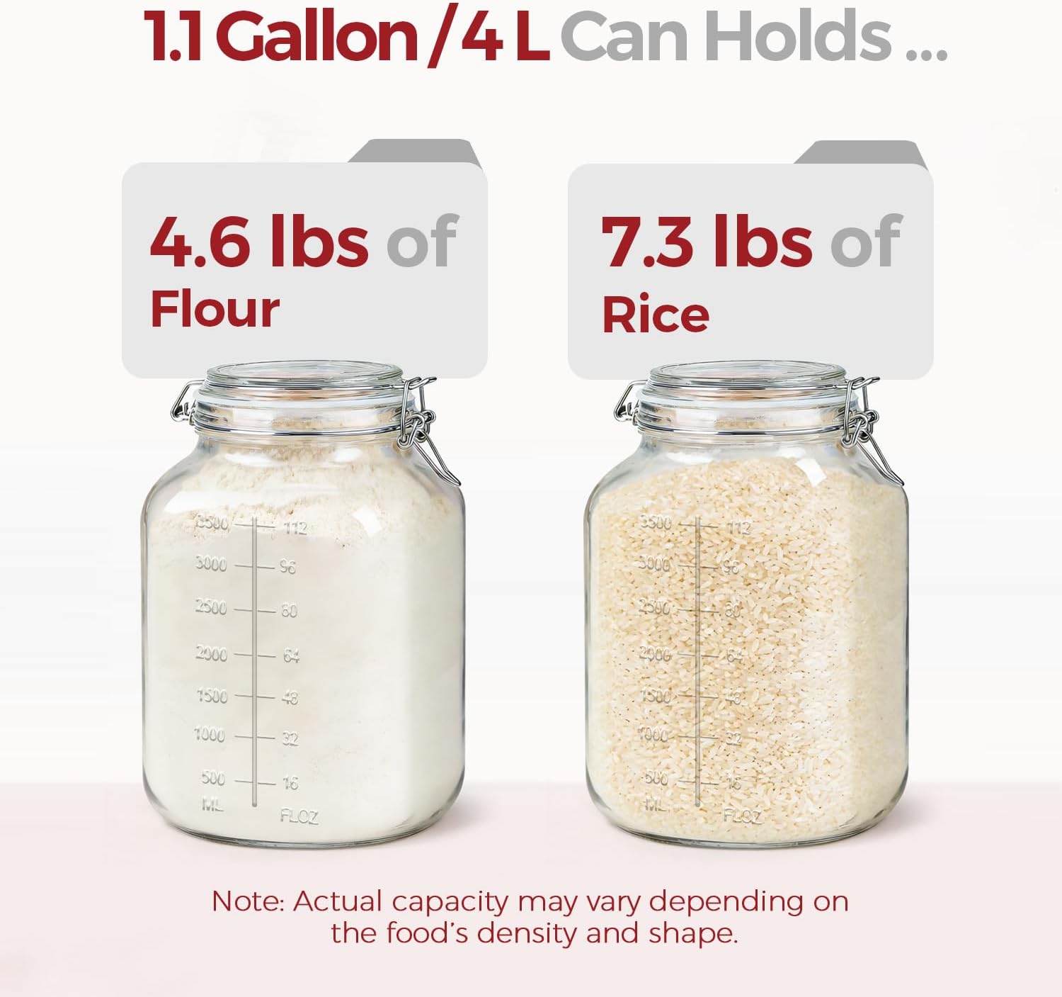 Detalle de KTMAMA Glass Storage Jars 1.1 Gallon