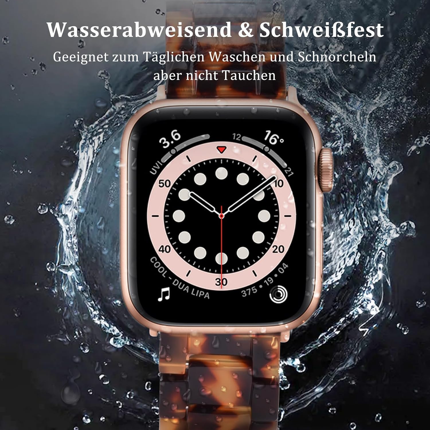 Thumbnail 2 de V.R.HOPE Modern Resin Straps for Apple Watch 44–49mm (Rose Gold, Turtle Shell)