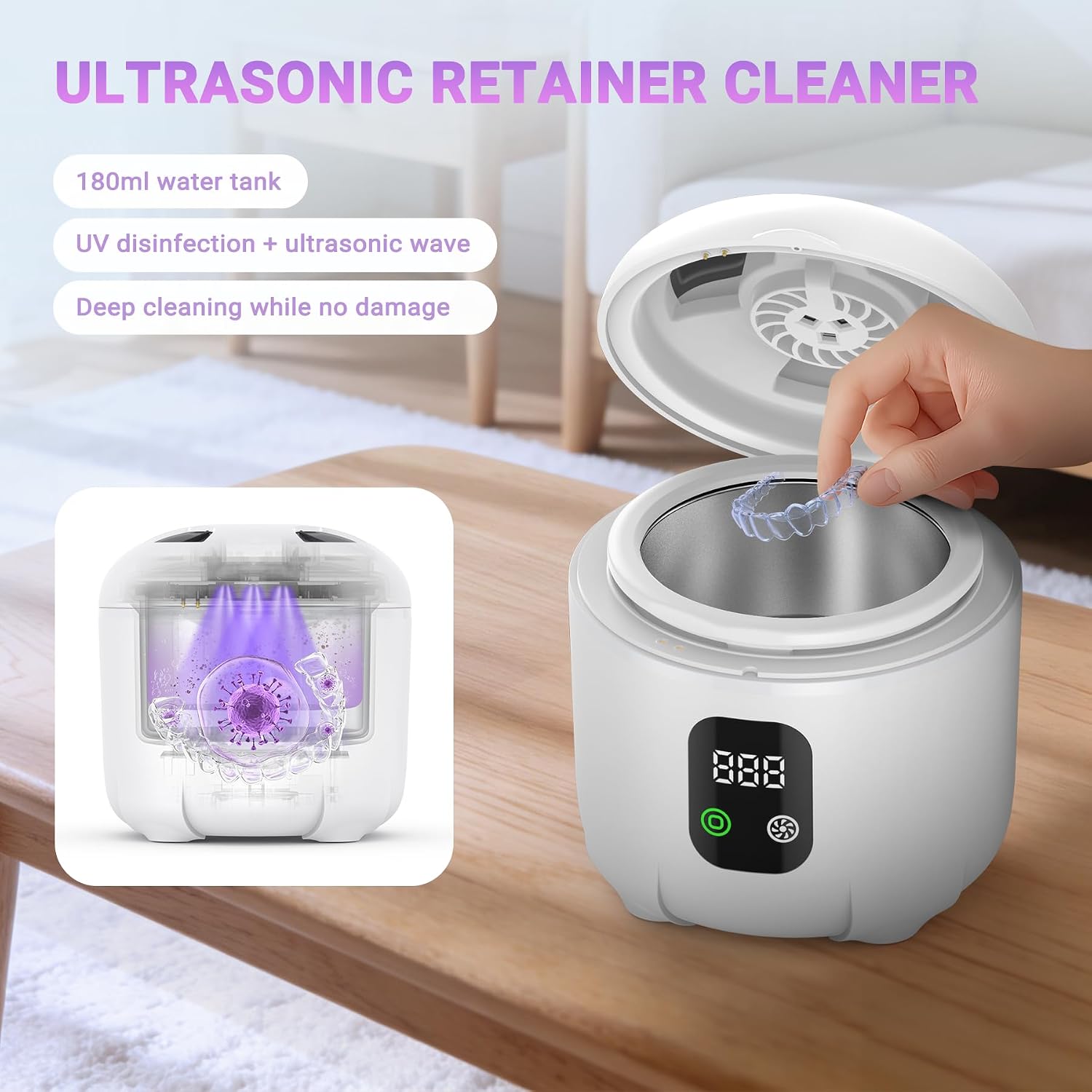 Thumbnail 3 de Ultrasonic Retainer Cleaner 25W Portable Ultrasonic Cleaning System