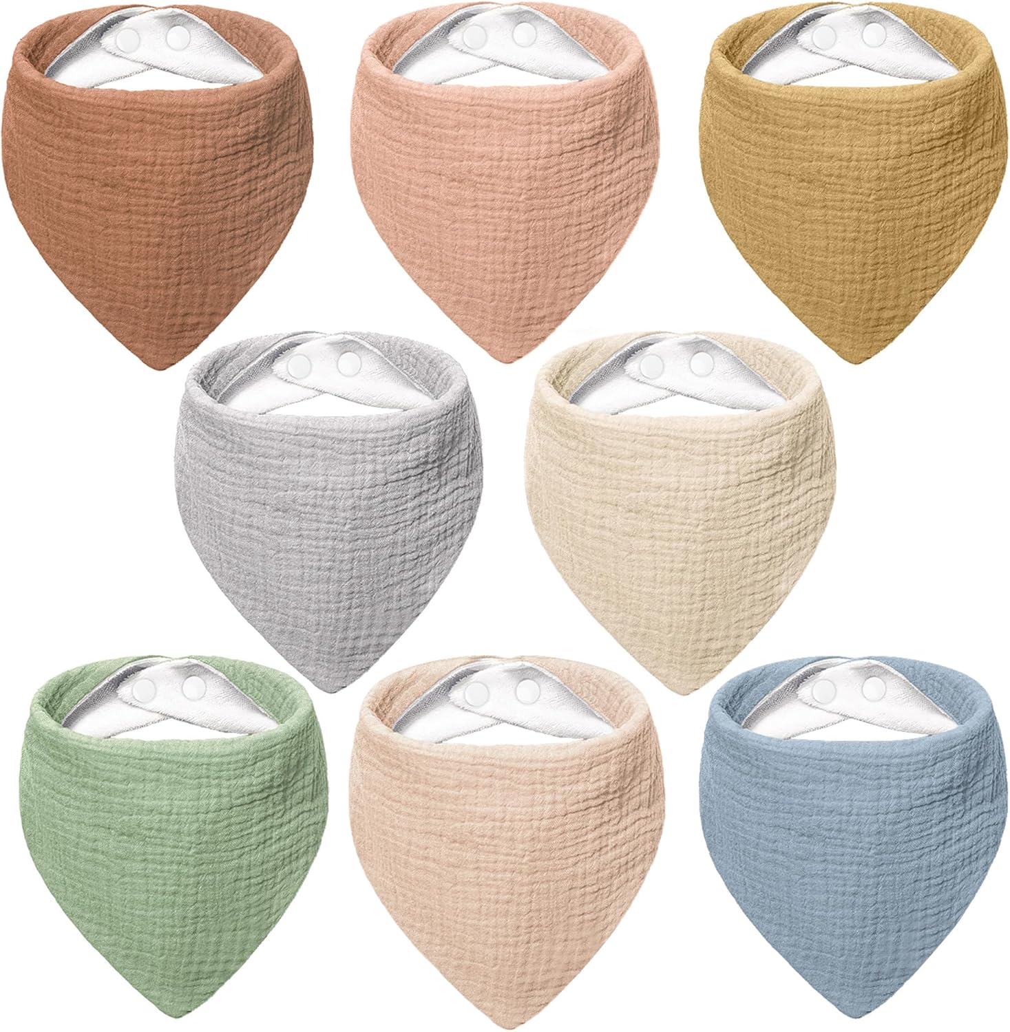 Detalle de Bearmoss Baby-Dreieckstücher Lätzchen im 8er-Set aus 100% Musselin-Baumwolle