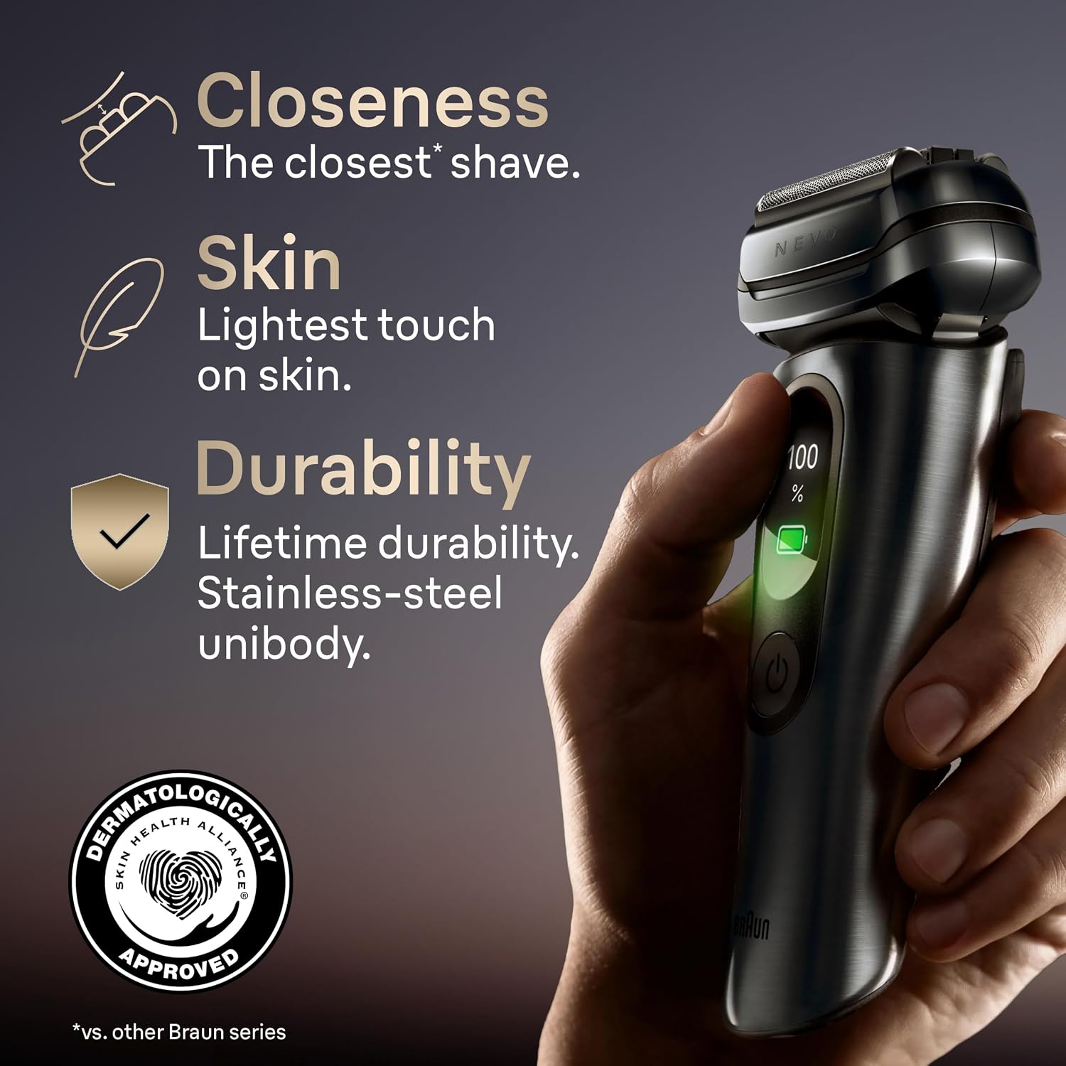 Thumbnail 6 de Braun NEVO 17610C Men's Electric Shaver with AeroTouch and Stainless Steel Body