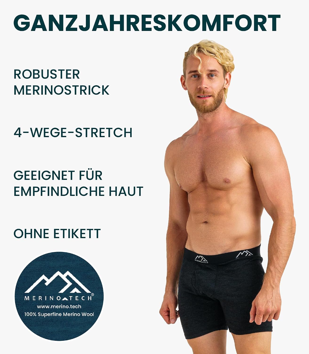 Detalle de Merino.tech Merino-Unterwäsche 100% Herren 🩲