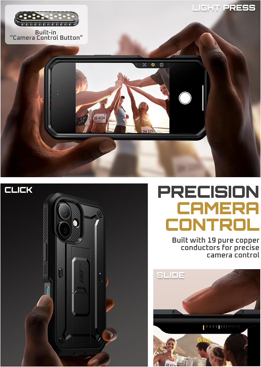 Detalle de SUPCASE Unicorn Beetle Pro SUP-iPhone2025-UBPro-SP-Black iPhone 17 Case with Kickstand