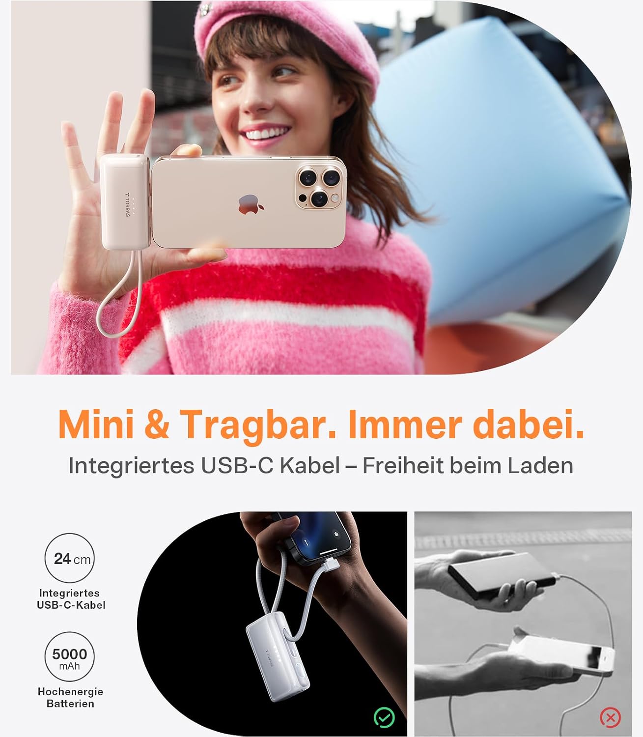 Detalle 2 de TORRAS PogoMini Powerbank 5000 mAh 22,5 W