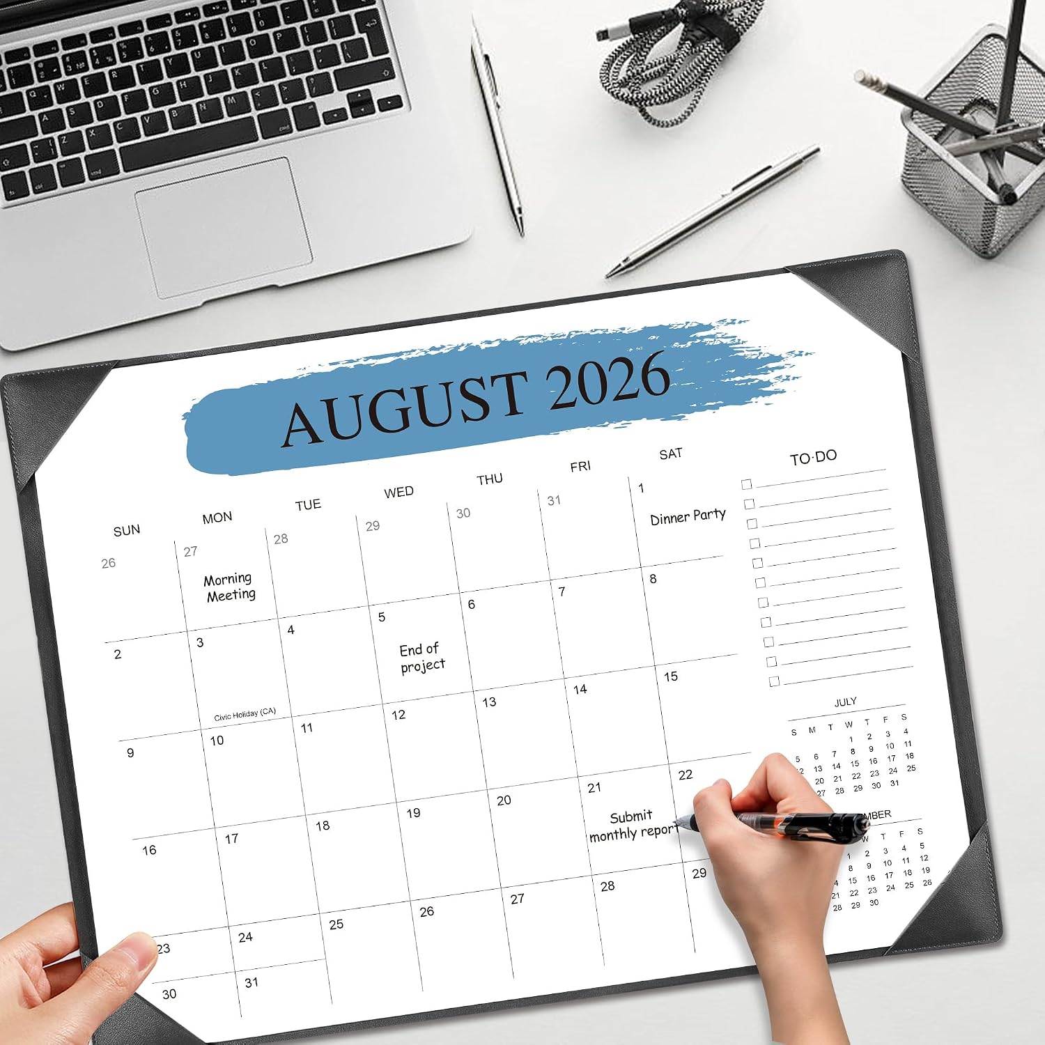 Detalle 2 de Telihao C3 Desk Calendar 2026-2027, 22" x 17" with PU Desk Mat