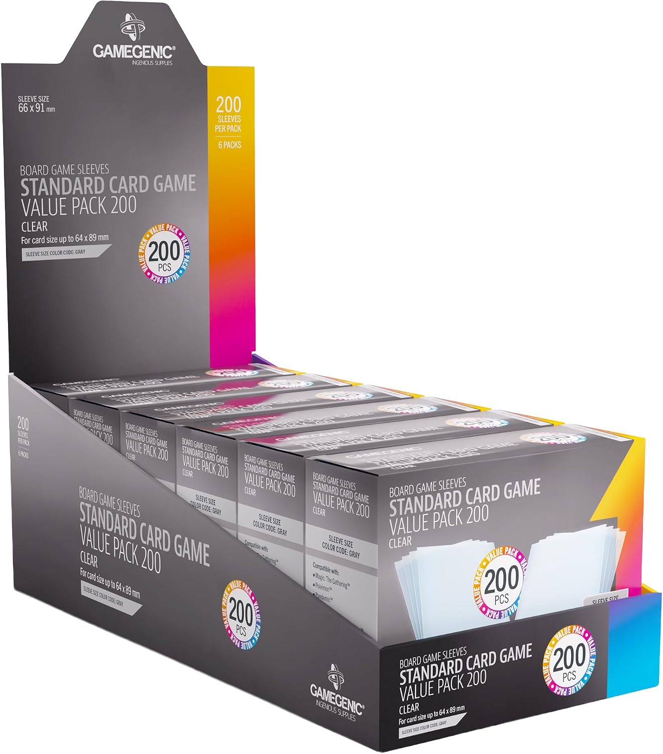 Detalle de Gamegenic Unit Prime Sleeves, 200 Standard Clear Card Sleeves, 100 Microns