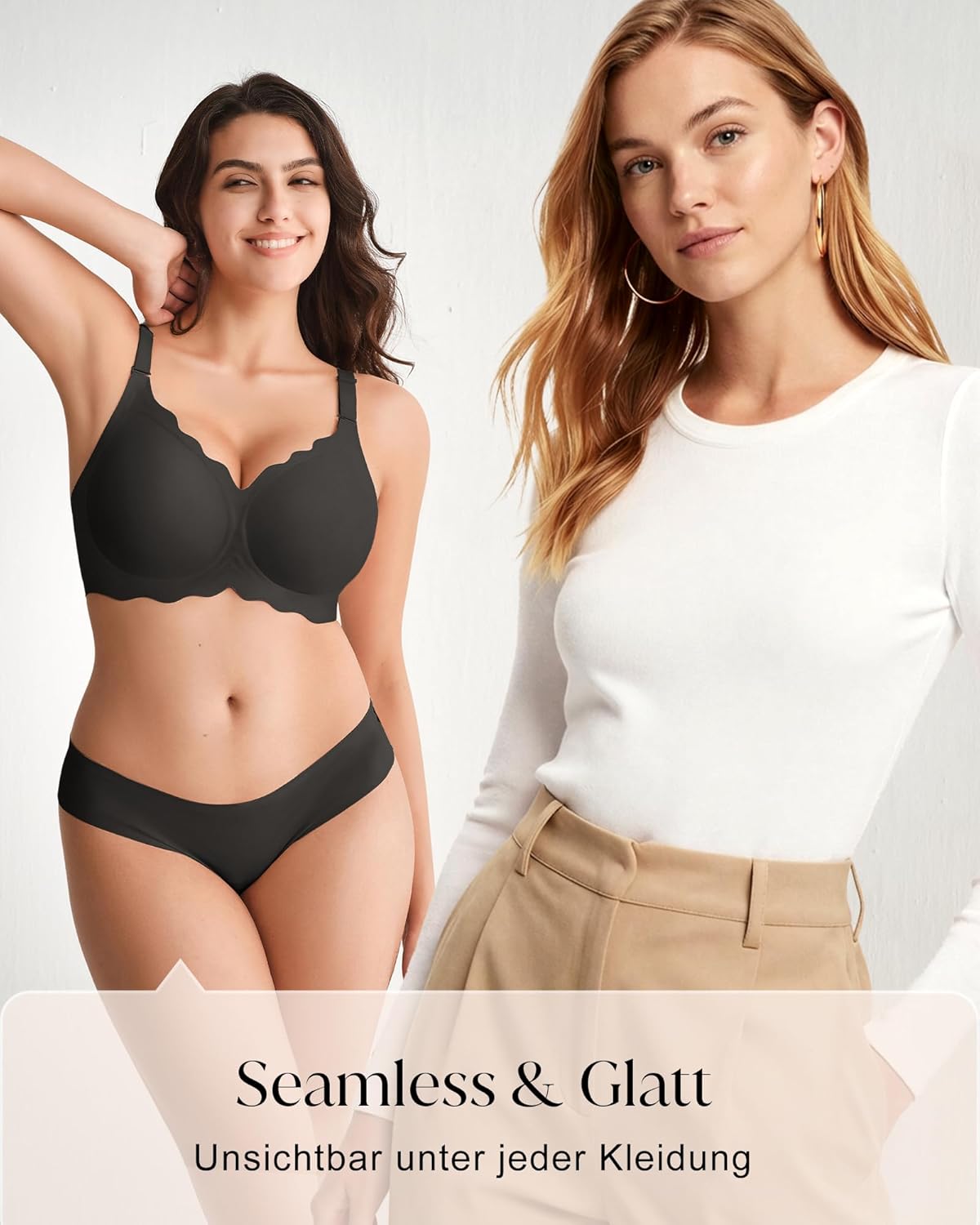 Detalle de SHARICCA Glatter Bügelloser BH Damen – Tiefen V-Ausschnitt, Push Up Bralette, Soft & Bequem
