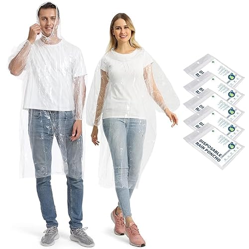 Detalle de Opret Disposable Rain Ponchos 5 Pack – Emergency Waterproof Raincoats