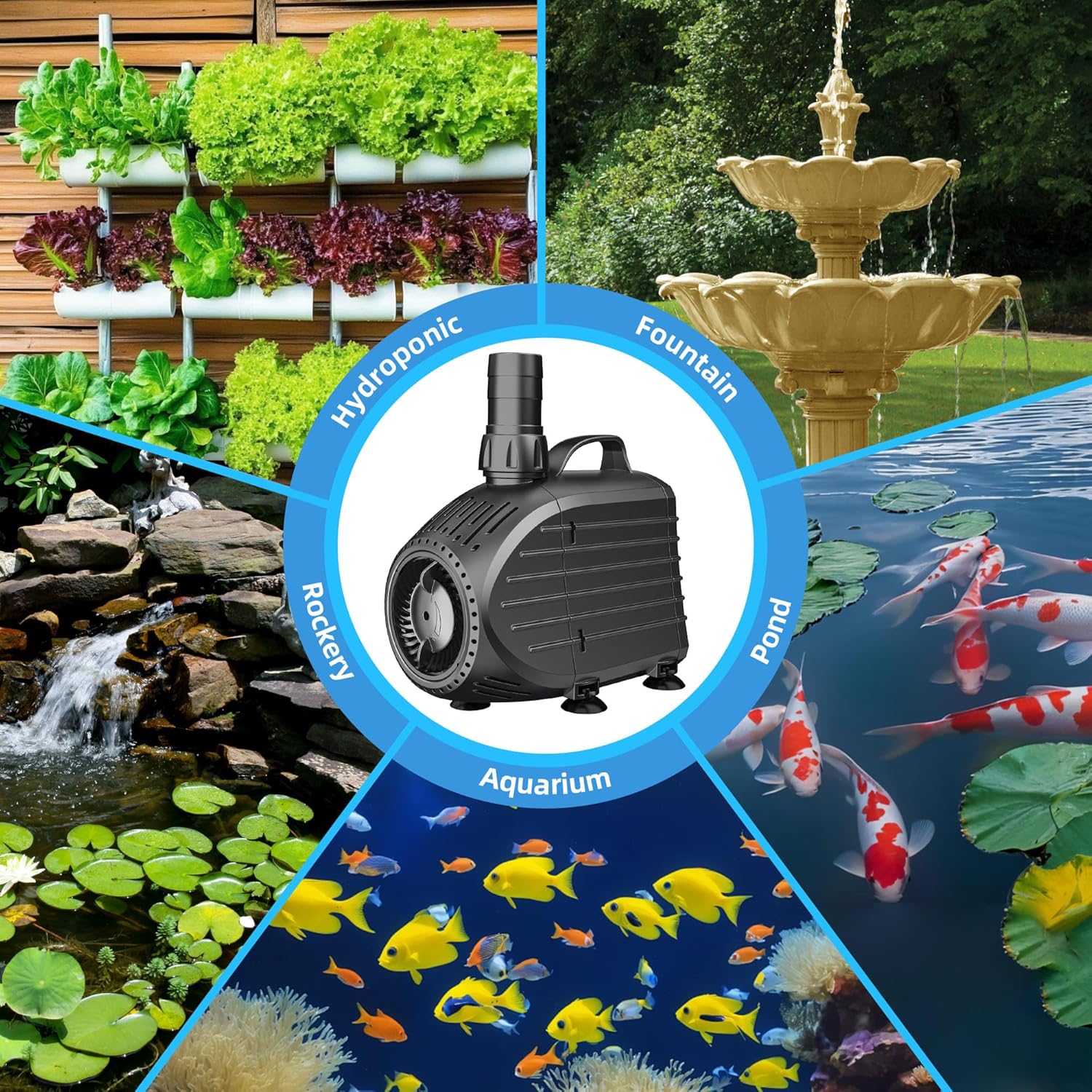 Thumbnail 6 de Biling 4500 L/H Submersible Water Pump with Filter – 80W, Low Noise for Ponds and Fountains