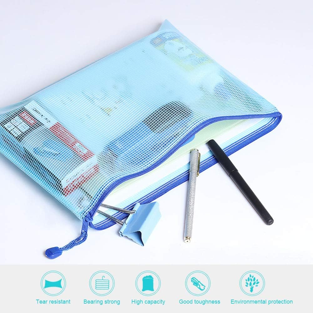Detalle de Vicloon portafogli in plastica con cerniera, set da 15 (formati A3/A4/A5) per scuola, ufficio e compiti a casa