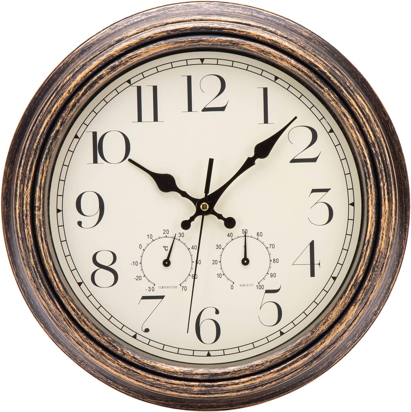 Detalle de ACCSHINE 9938997 väggklocka 30 cm – vintage, tyst med termometer och hygrometer