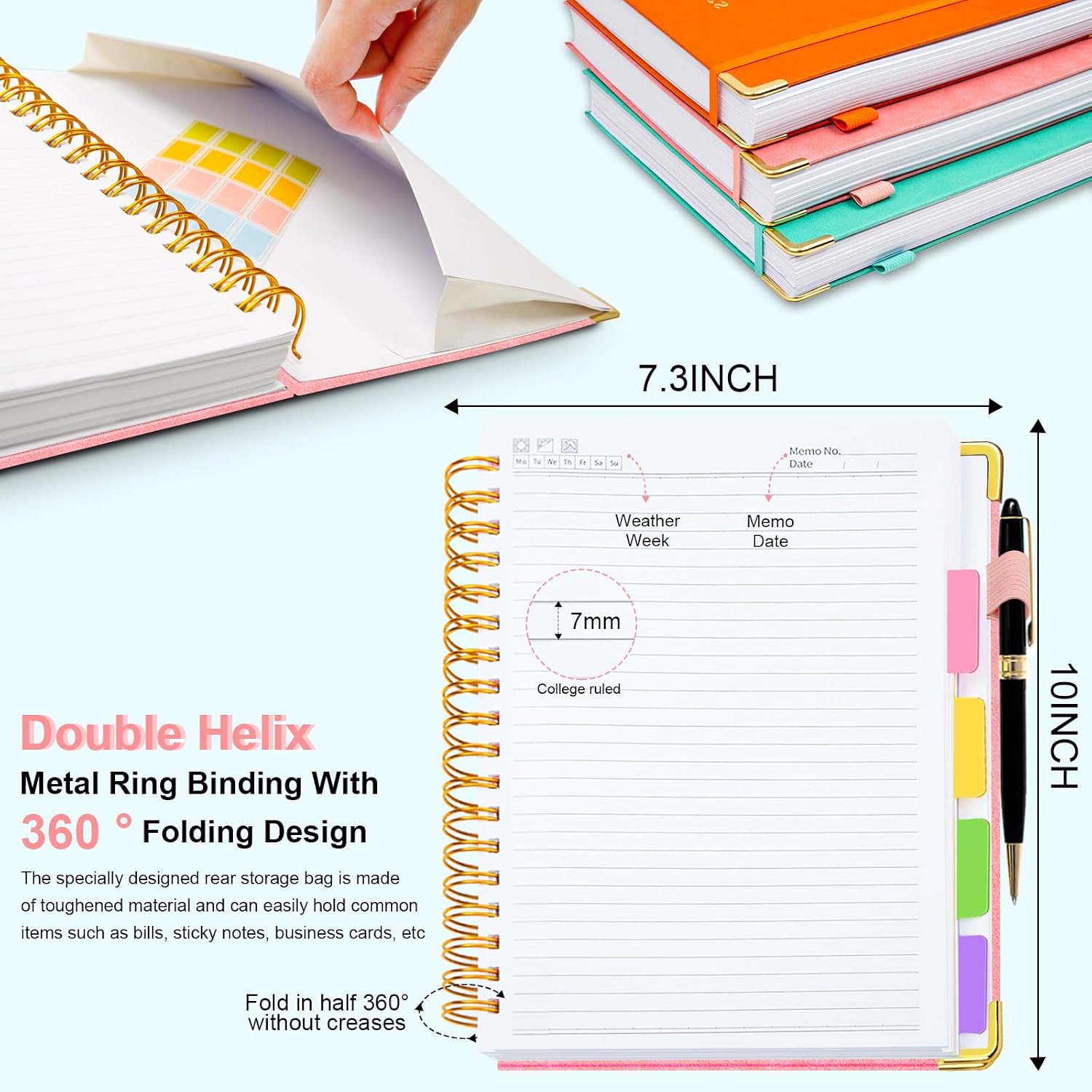 Detalle 2 de GDGDSY 001 Hardcover Spiral Notebook, 8 x 10, 300 Pages, Pink