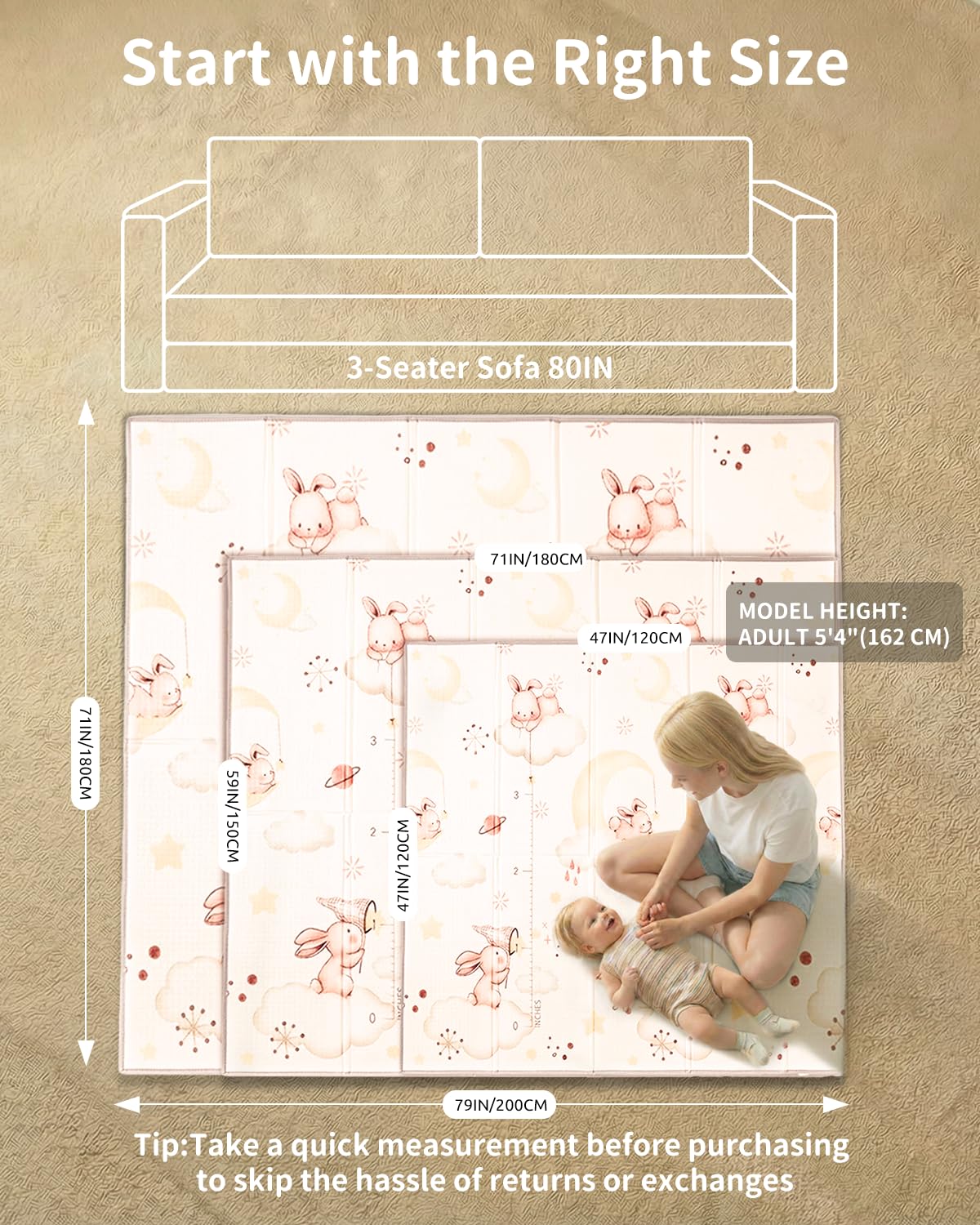 Thumbnail 6 de Joypony Krabbelmatte Baby – Große faltbare Spielmatte 180x200 cm, wasserdicht und rutschfest