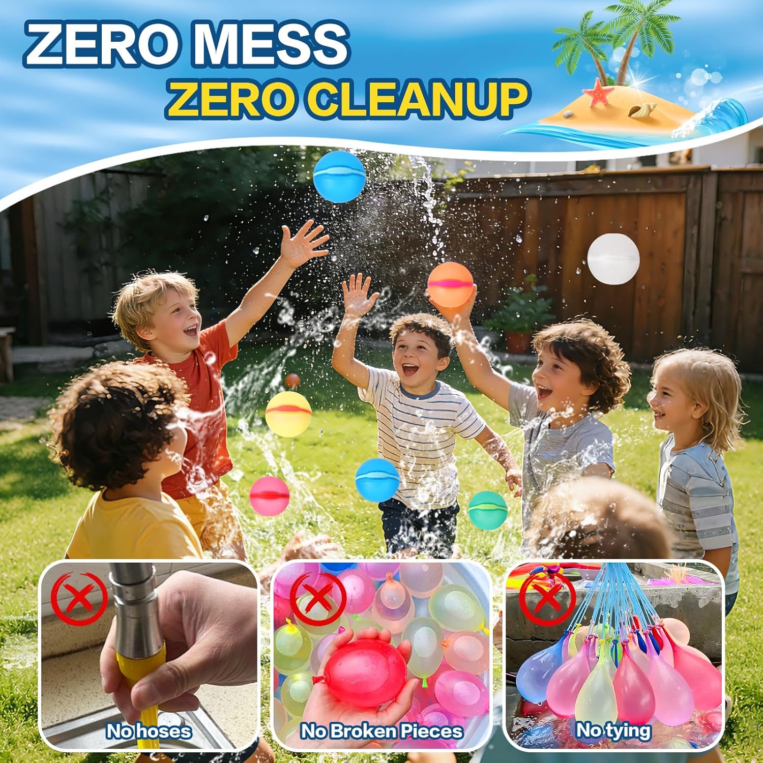 Thumbnail 1 de Reusable Water Balloons, 12-Pack Magnetic Quick Fill – Durable Silicone Water Bombs for Summer Fun