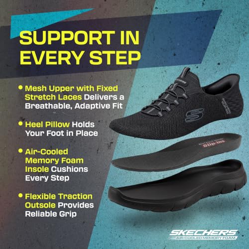 Detalle de Skechers Homme Summits High Range Slip-In ENTRAINEUSE – Black Mesh/Trim, 42 EU