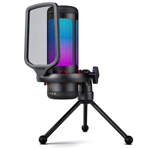 Detalle de TONOR TC310, microphone à condensateur USB RGB avec câble de 200 cm