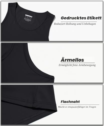 Detalle de MAGCOMSEN Herren Tank T-Shirt – Atmungsaktiv, schnell trocknend, Ärmelloses Outdoor Funktionsshirt in Schwarz