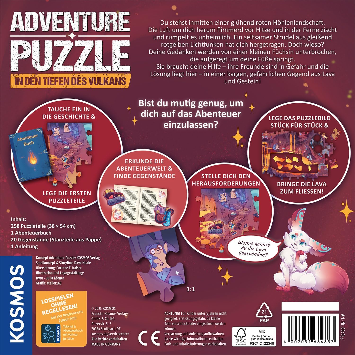 Thumbnail 1 de Kosmos 684853 Adventure Puzzle: In den Tiefen des Vulkans – Interaktives Abenteuerpuzzle, 258 Teile