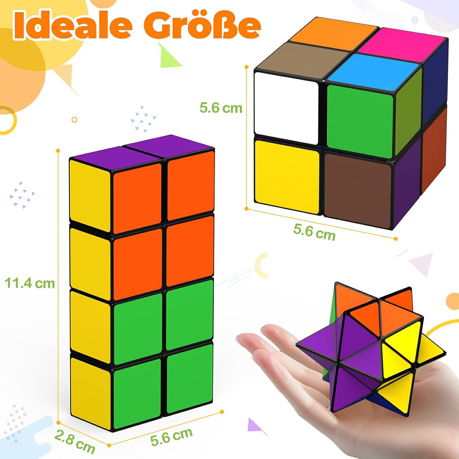 Thumbnail 3 de Euclidean Cube Euclidean Cube Sternenwürfel Zauberwürfel-Set – Verwandlungswürfel aus ABS, 5,5 cm
