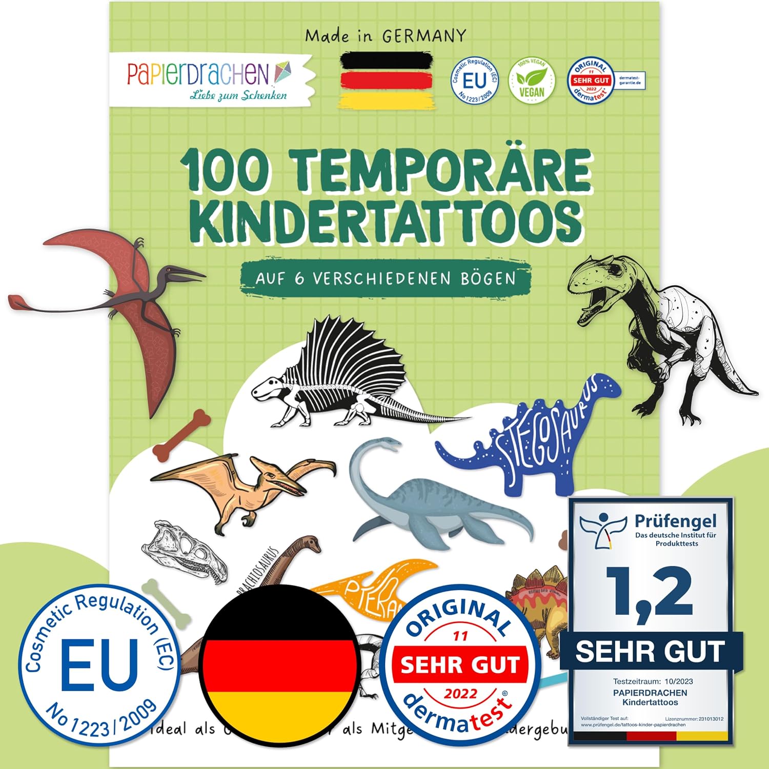 Detalle de Papierdrachen Papierdrachen Tattoos 100 für Jungen