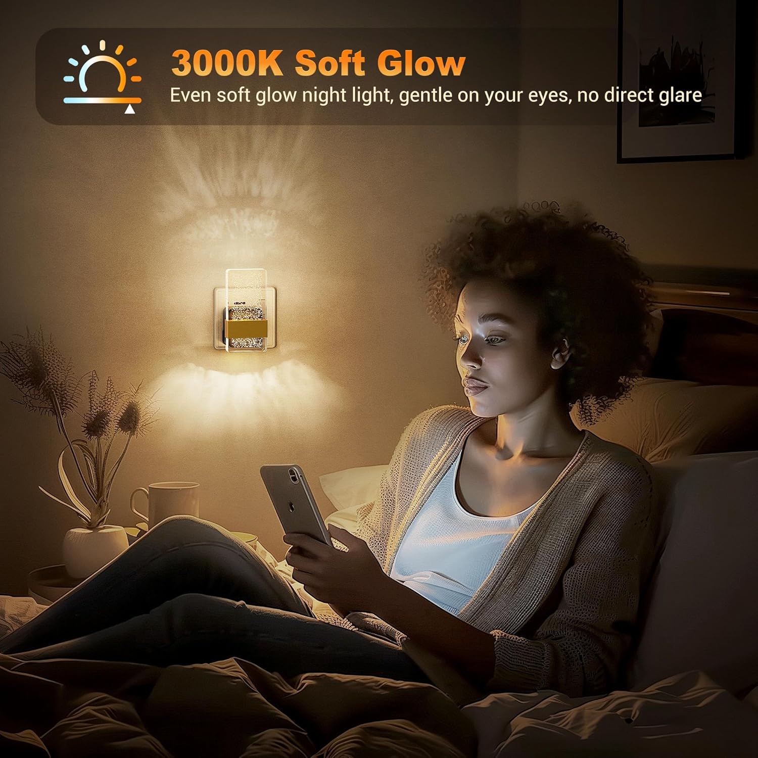 Thumbnail 4 de JandCase Night Light Plug-in Wall with Dusk-to-Dawn Sensor and Dimmable 0–100LM (3000K Warm White)