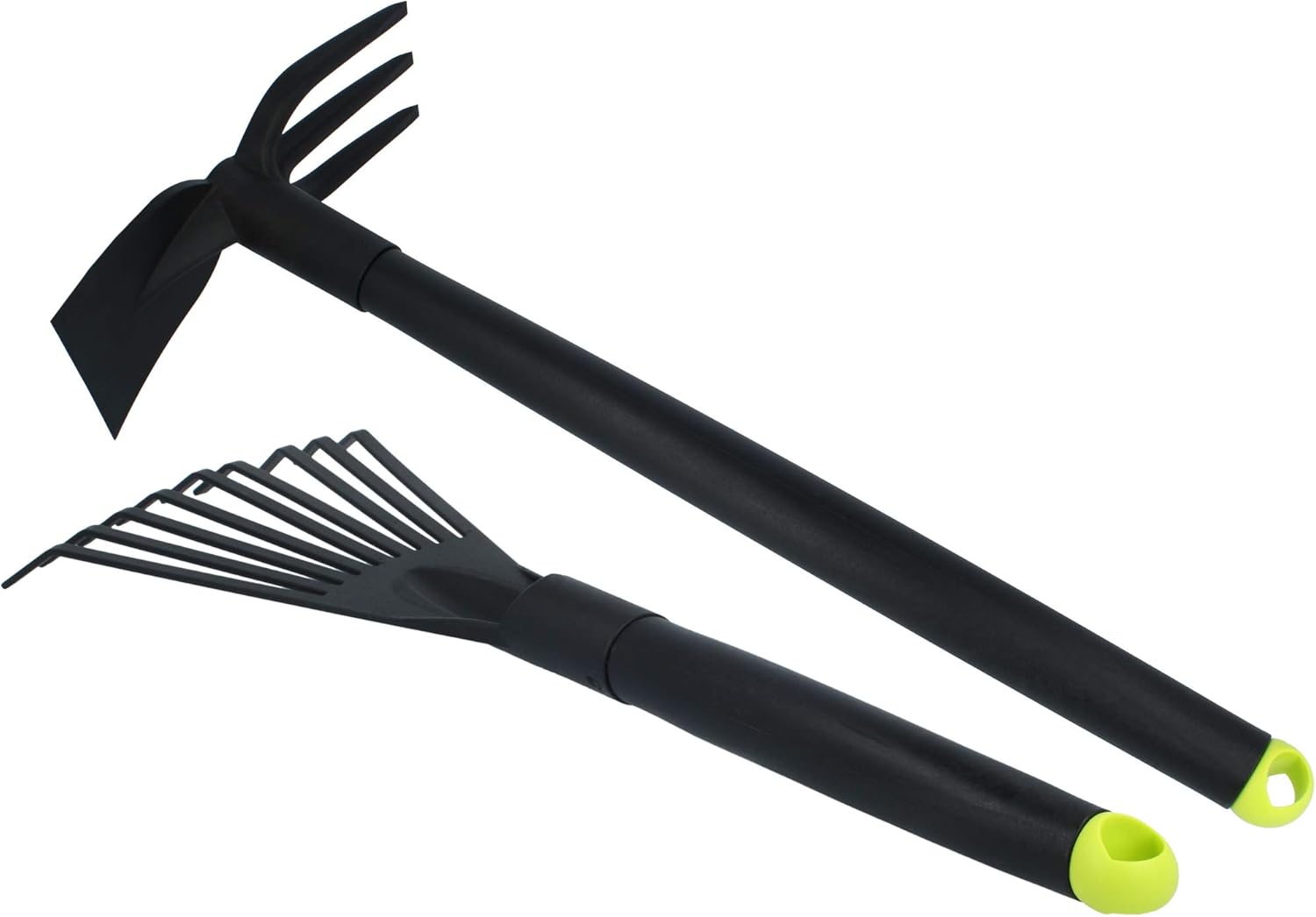 Detalle de COM-FOUR set di attrezzi da giardino in plastica da 4 pezzi: cazzuola lunga e stretta, rastrello e coltivatore