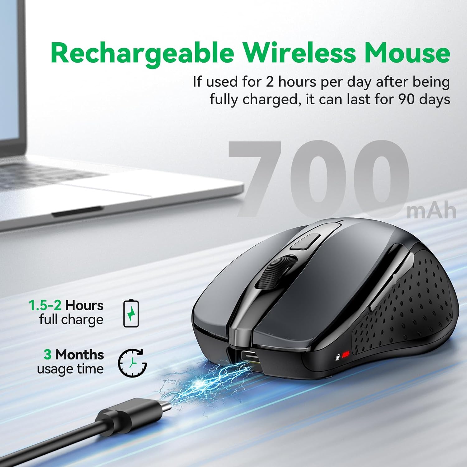 Thumbnail 2 de TechRise Bluetooth Mouse 4800 DPI rechargeable mouse