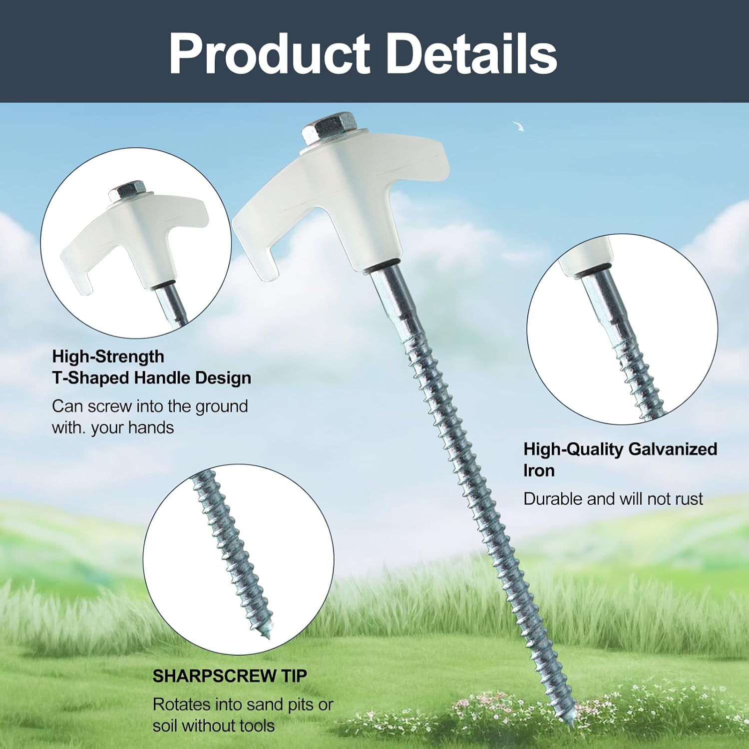 Thumbnail 3 de 20 Pcs 8inch Heavy Duty Tent Pegs – Storm Proof Steel with Storage Case