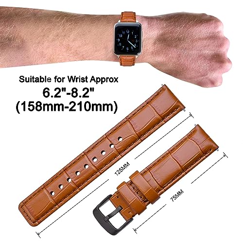 Detalle 1 de ANNEFIT cinturino in pelle 18 mm a sgancio rapido, marrone chiaro e fibbia nera