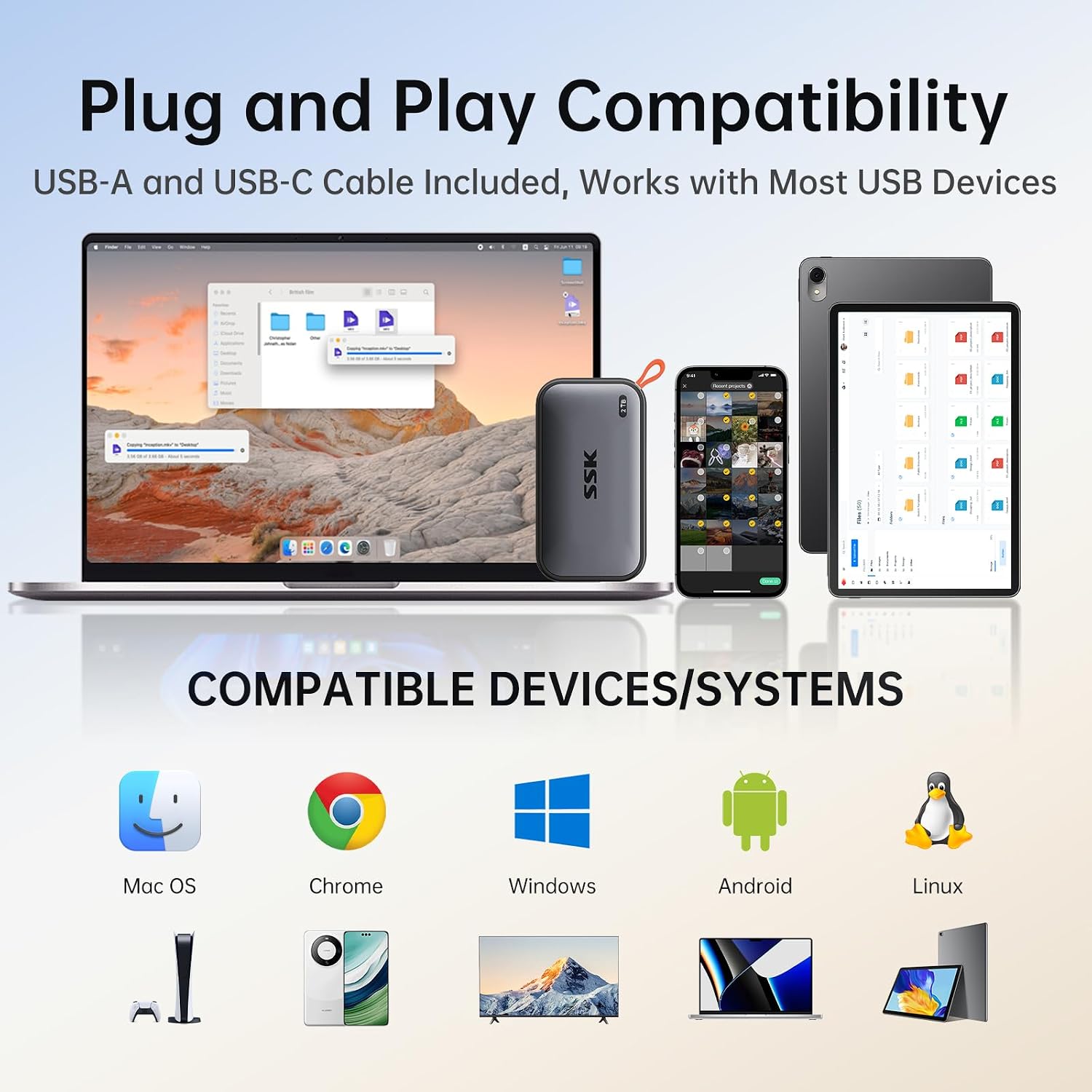 Thumbnail 6 de SSK Portable SSD 2TB: Ultra‑Portable USB 3.2 Gen2 External SSD for Fast, On‑the‑Go Storage