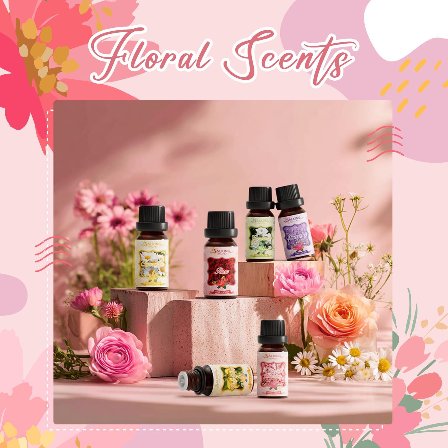 Thumbnail 1 de SALKING Floral Essential Oils Gift Set (Lavender, Rose, Cherry Blossom, Ylang Ylang, Gardenia, Chamomile)