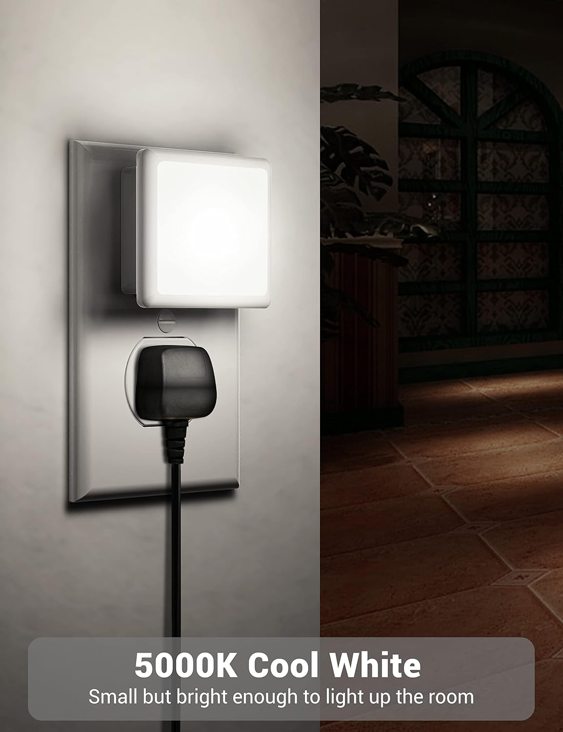 Detalle 2 de JandCase CL005 Plug-In LED Night Lights, 5000K Auto Sensor, 2-Pack