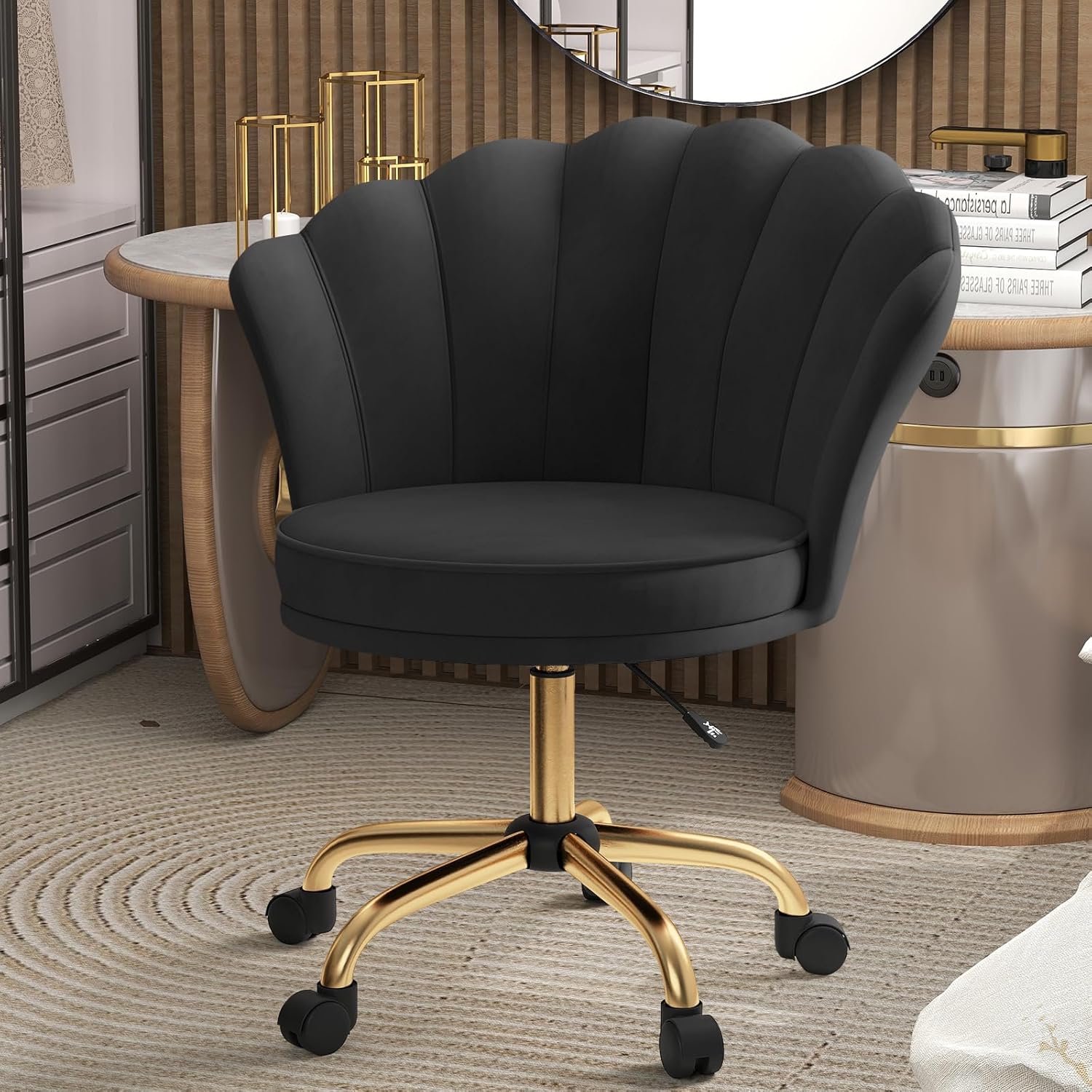 Thumbnail 6 de Aivermeil Homeoffice Stuhl – Samtstoff, Blütenrücken und 360° Drehbarkeit