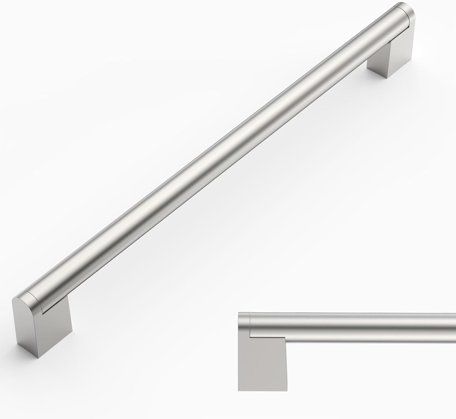 Amerdeco 10 pezzi Maniglie per Mobili da Cucina in Argento – Distanza fori 224 mm, Acciaio inossidabile