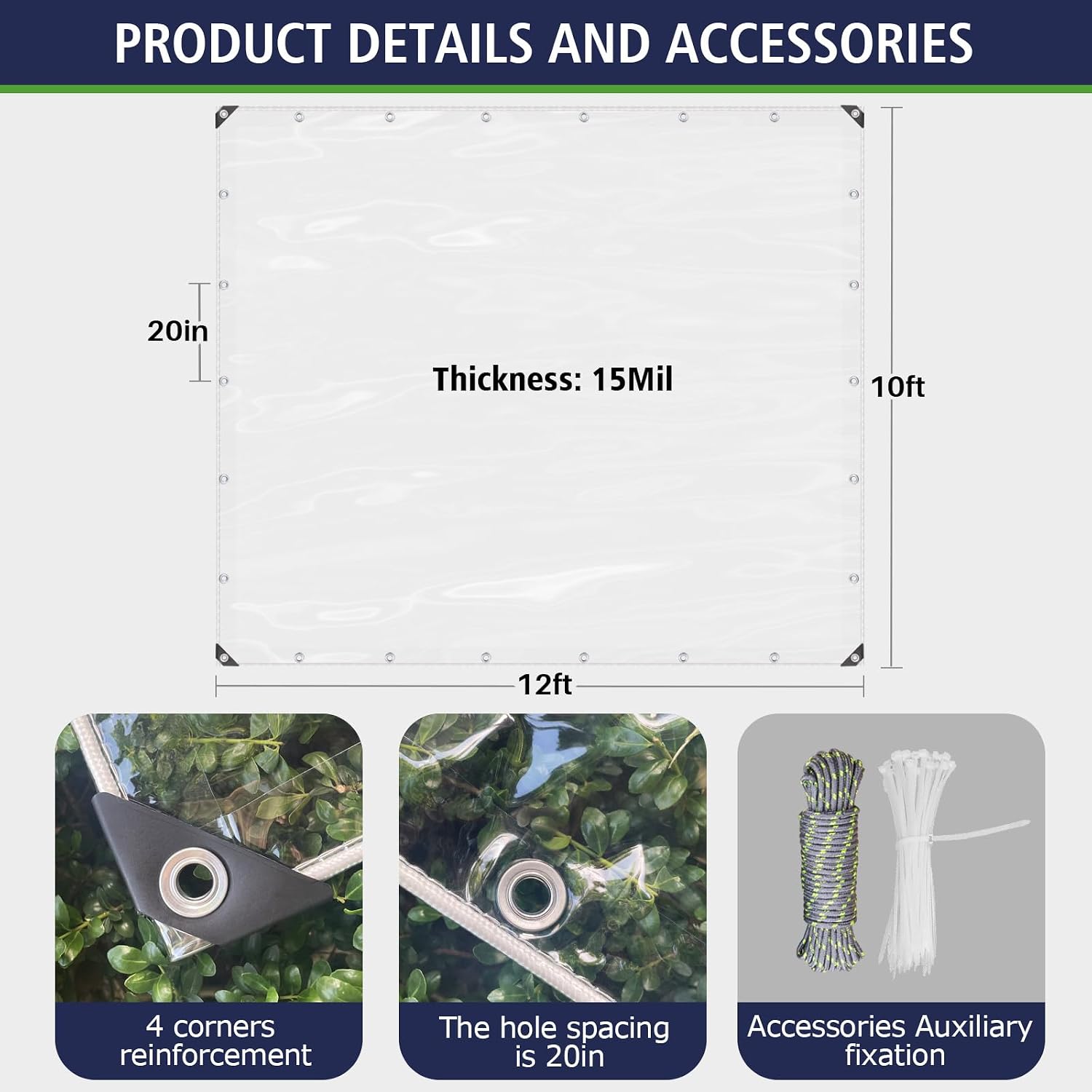 Detalle de SHADEPLUS Clear Tarp 15MIL