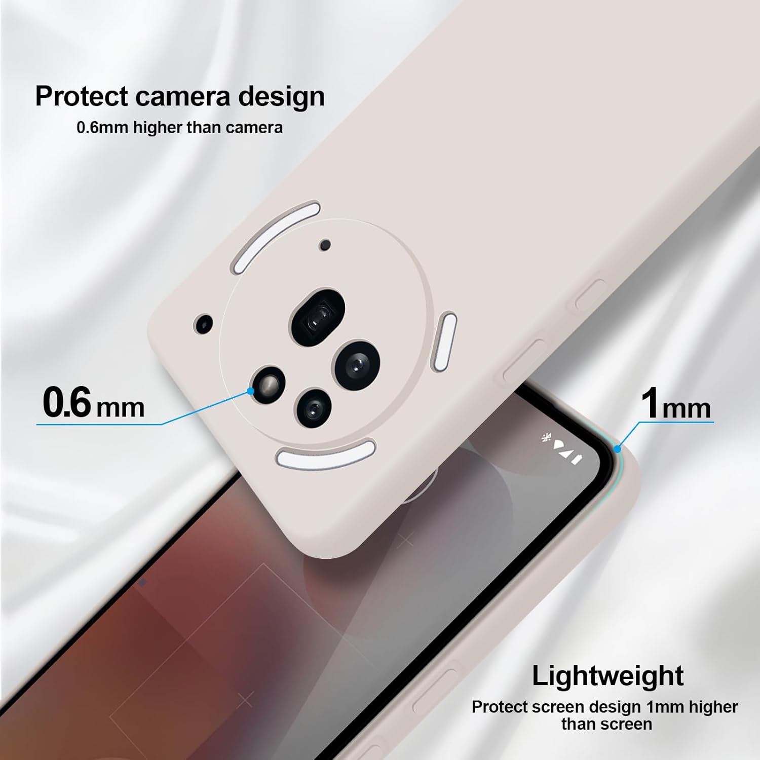 Thumbnail 2 de GiiYoon Case for Nothing Phone 3a Pro – Silky Silicone, Full-Body Protection in Off White