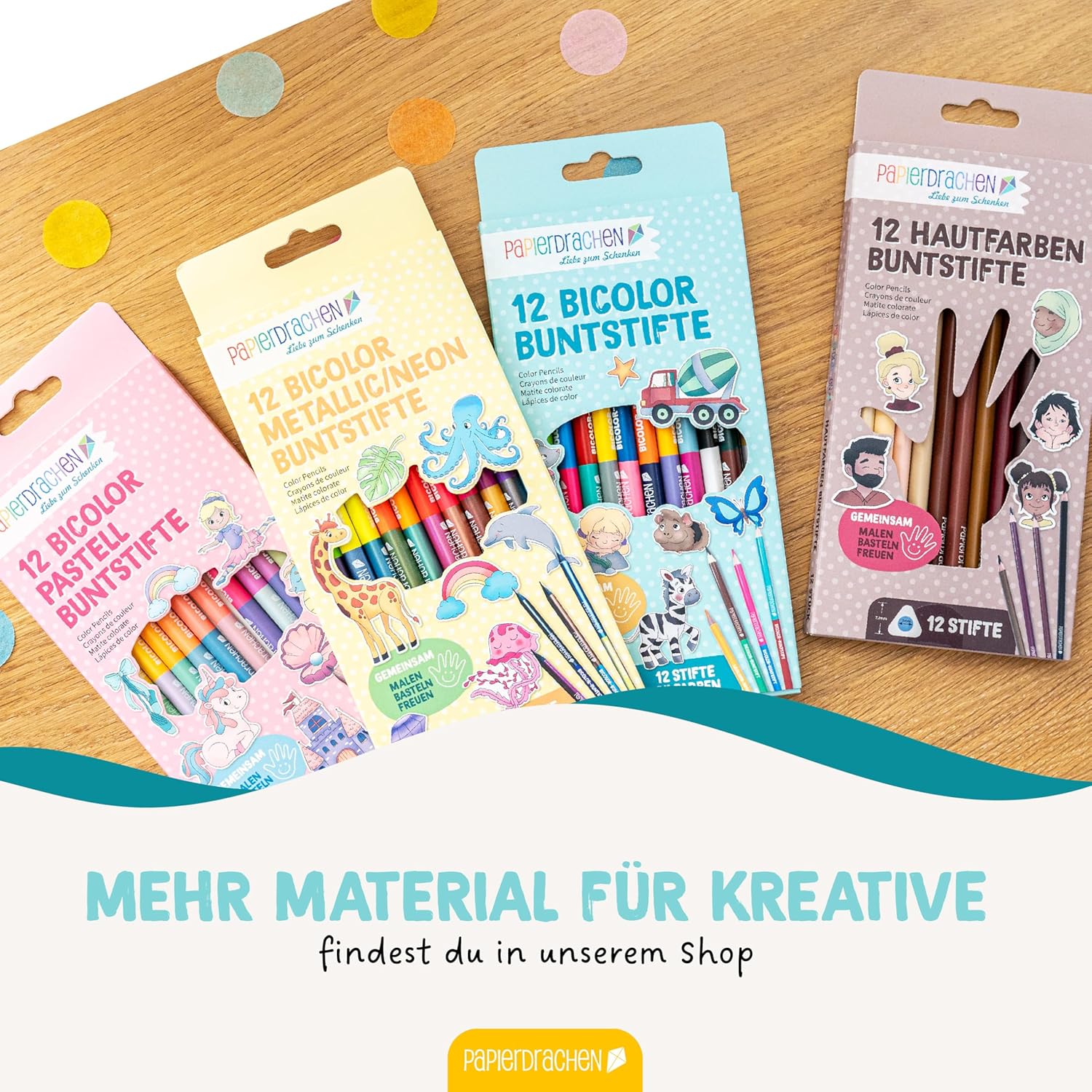Thumbnail 6 de Papierdrachen 3-in-1 Buntstifte mit Anspitzer – 10 Stifte, wasservermalbar, für Kita & Schule
