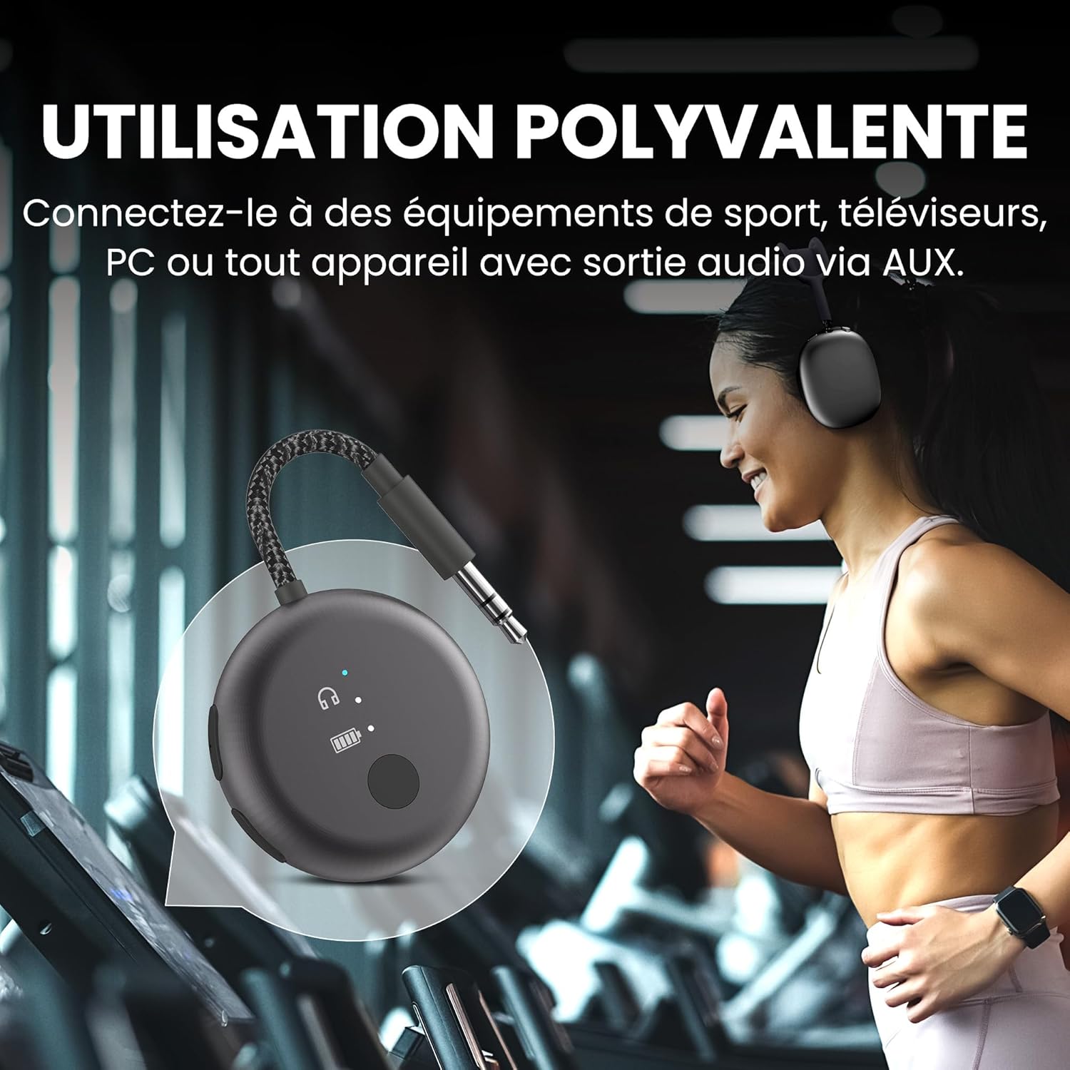 Thumbnail 4 de Avantree SoundJet R1 – Transmetteur Bluetooth pour avion avec AirPods et écouteurs, aptX Adaptive, 25 h, USB-C – Noir métallisé