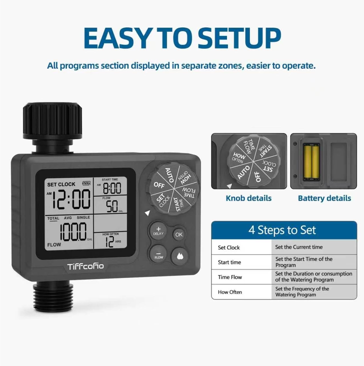 Detalle de New Programmable Water Volume Control Sprinkler Timer by Tiffcofio