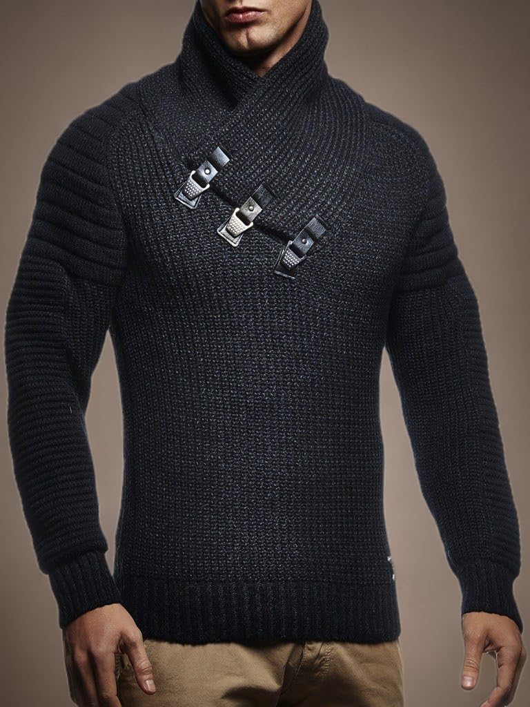 Thumbnail 4 de Leif Nelson LN5225 : pull hoodie en tricot pour homme à col châle