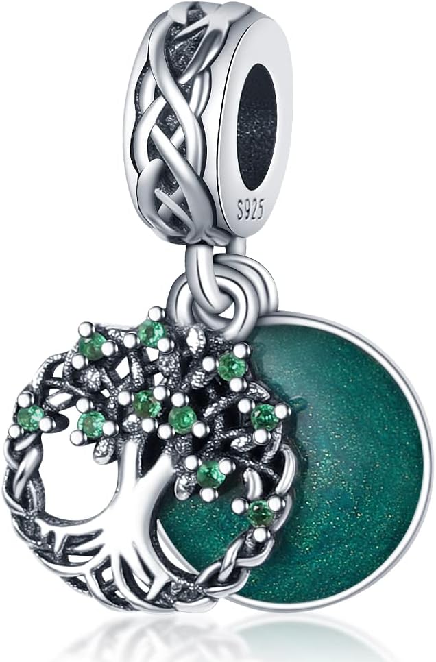 Detalle 2 de TINSLO Charm Anhänger aus 925er Sterling Silber mit Zirkonia – kompatibel mit europäischen Armband- & Ketten-Charm-Systemen