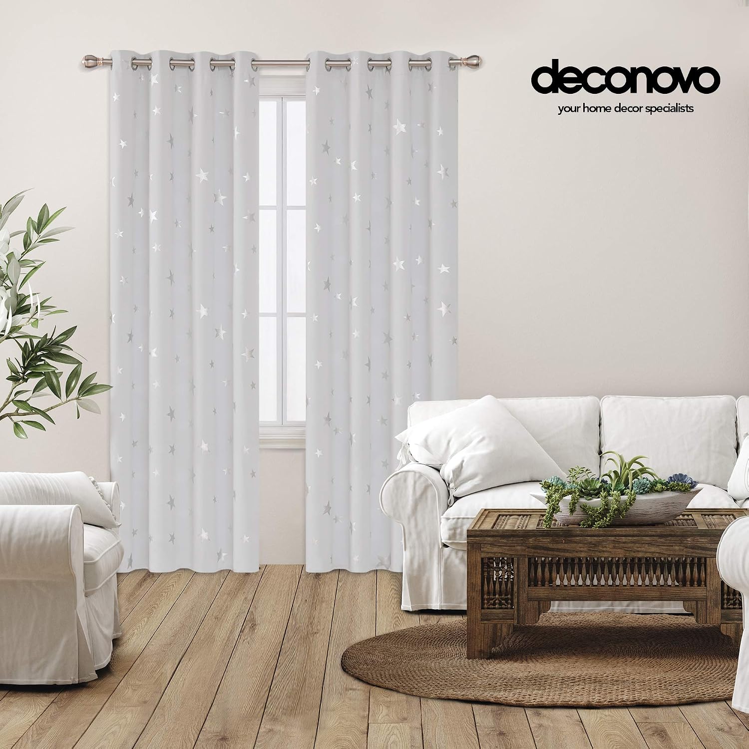Detalle de Deconovo blackout curtains, 52 x 84 inches
