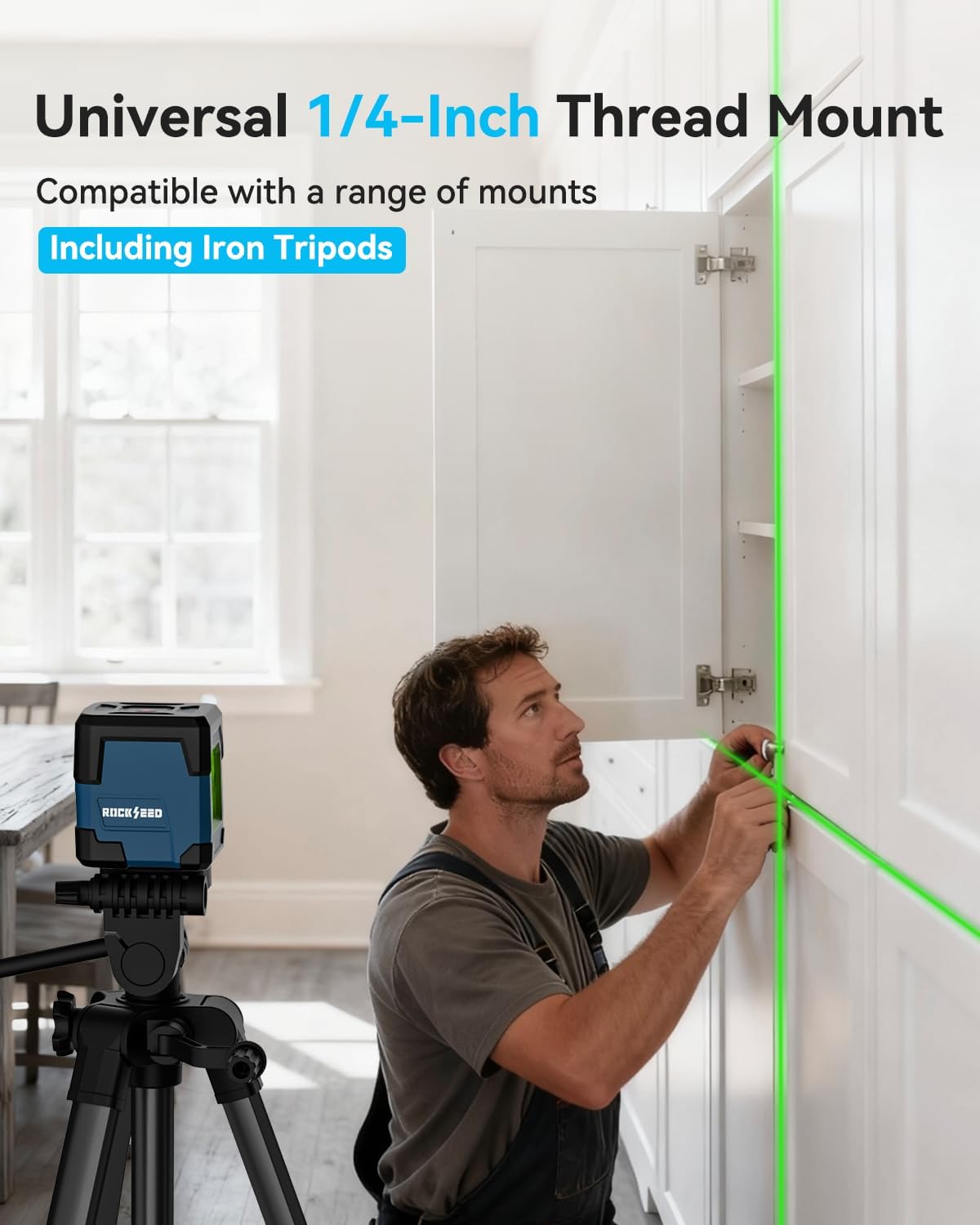 Detalle de RockSeed LV1 Cross Line Laser Level with Self-Leveling and 47-Inch Tripod