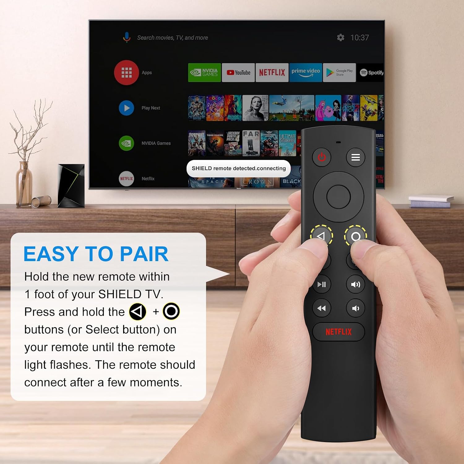 Detalle de LOUTOC TX4-P3700 Voice Remote for NVIDIA SHIELD TV, Voice Search, 50-Foot Range