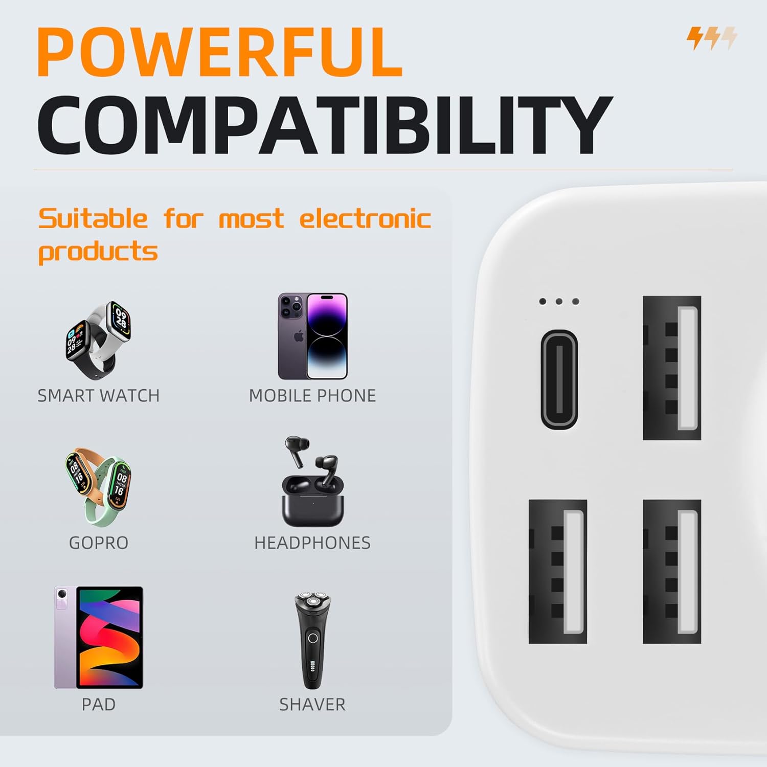 Thumbnail 3 de Adattatore Presa Inglese UK con 2 porte USB e supporto doppia tensione (100–250 V)