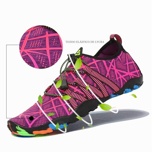 Thumbnail 2 de SAGUARO Escarpines de agua para hombre y mujer – Zapatillas de Playa y Natación, secado rápido, antideslizantes, color morado, EU 39
