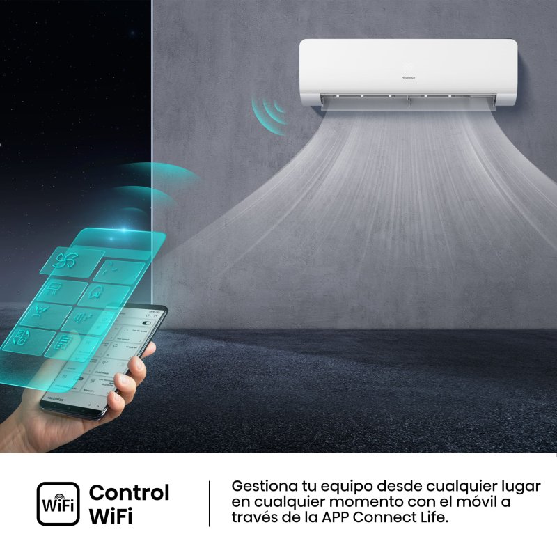 Detalle 2 de Hisense KC50XS1G aire acondicionado split 1x1 Inverter con bomba de calor y 4.000 frigorías