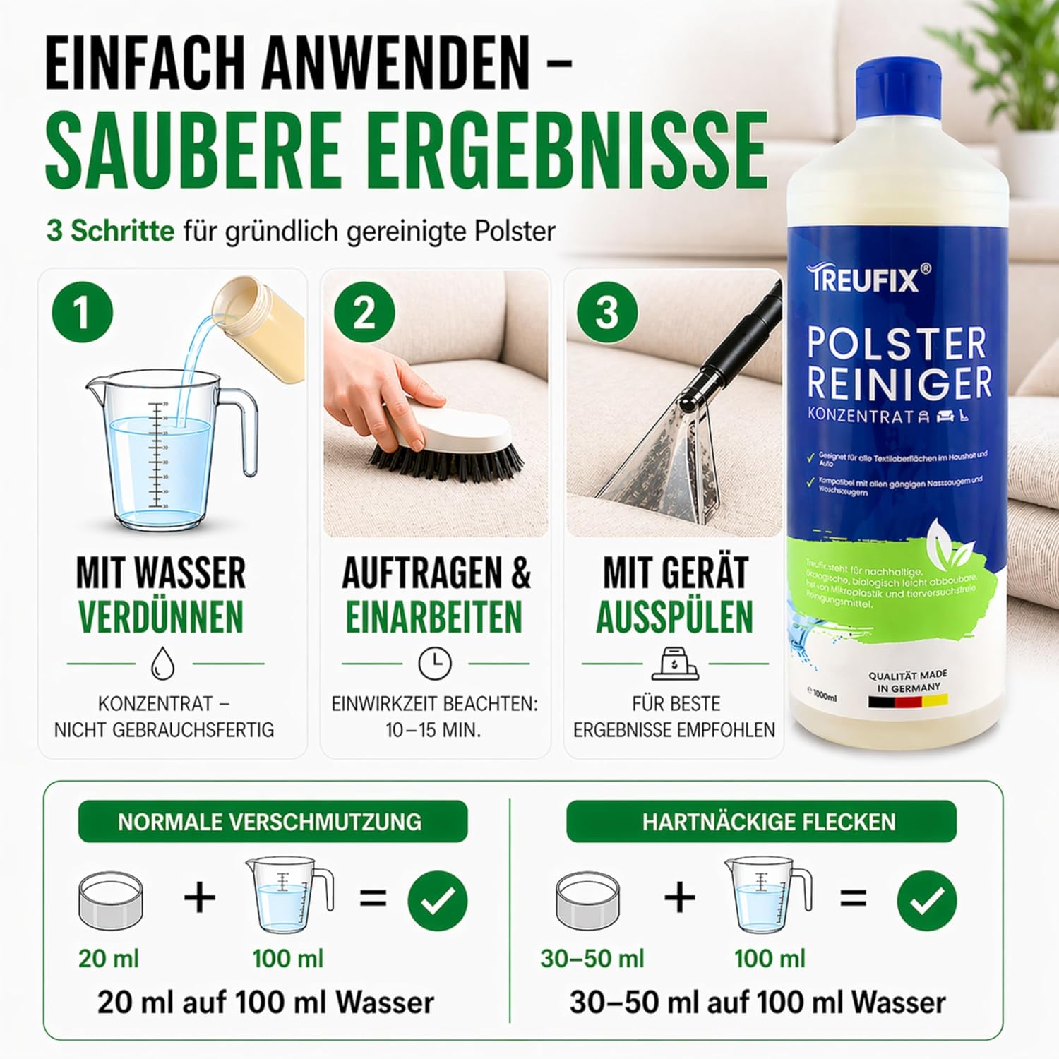 Detalle 2 de Treufix Polsterreiniger Konzentrat 1L